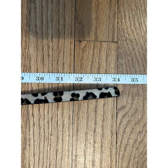 Leopard Print Belt With Gold Buckle Faux Leather & Hair-On Texture 34 Inches - Picture 2 of 4